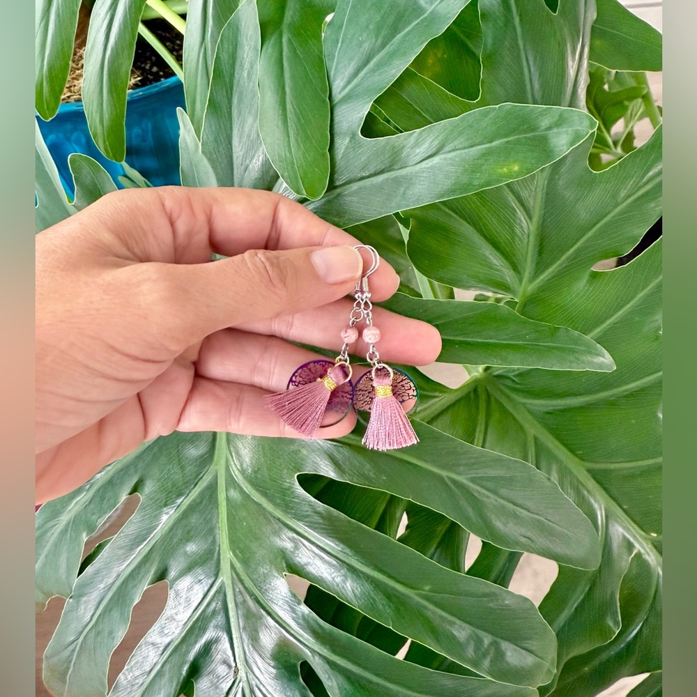 Rhodochrosite Earrings || Handmade